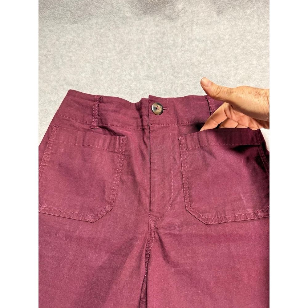 Women's Burgundy Maeve By Anthropogie Front Pockets Wide Leg Pants - Picture 7 of 13